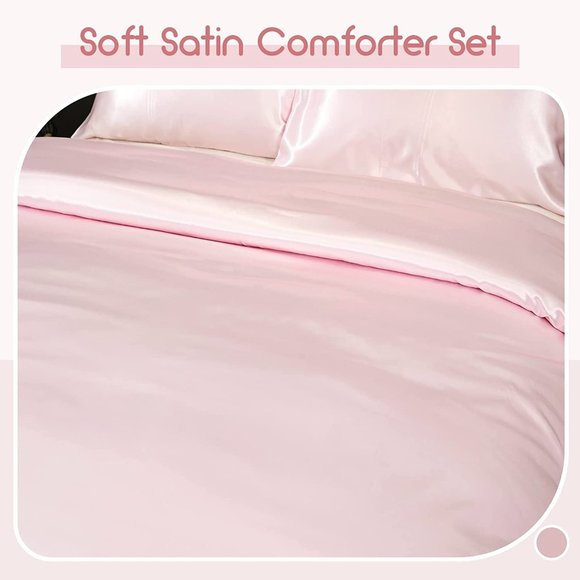 New Cooling Satin Comforter Set Soft Silky Cooling Down Alternative Reve… - Picture 2 of 9